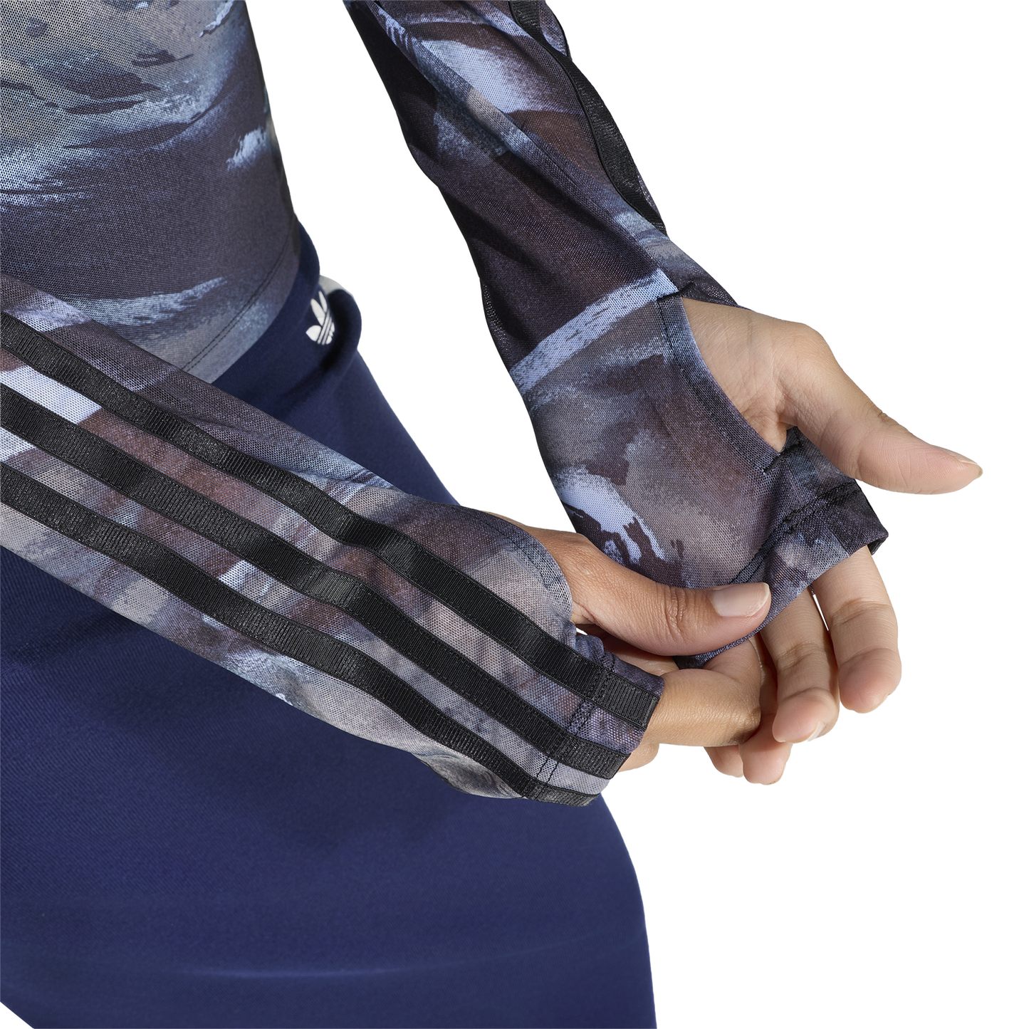 adidas Originals All Over Print Graphic Mesh LS Shirt - Women's - Olive Strata/Aurora Coffee/Crystal Sky