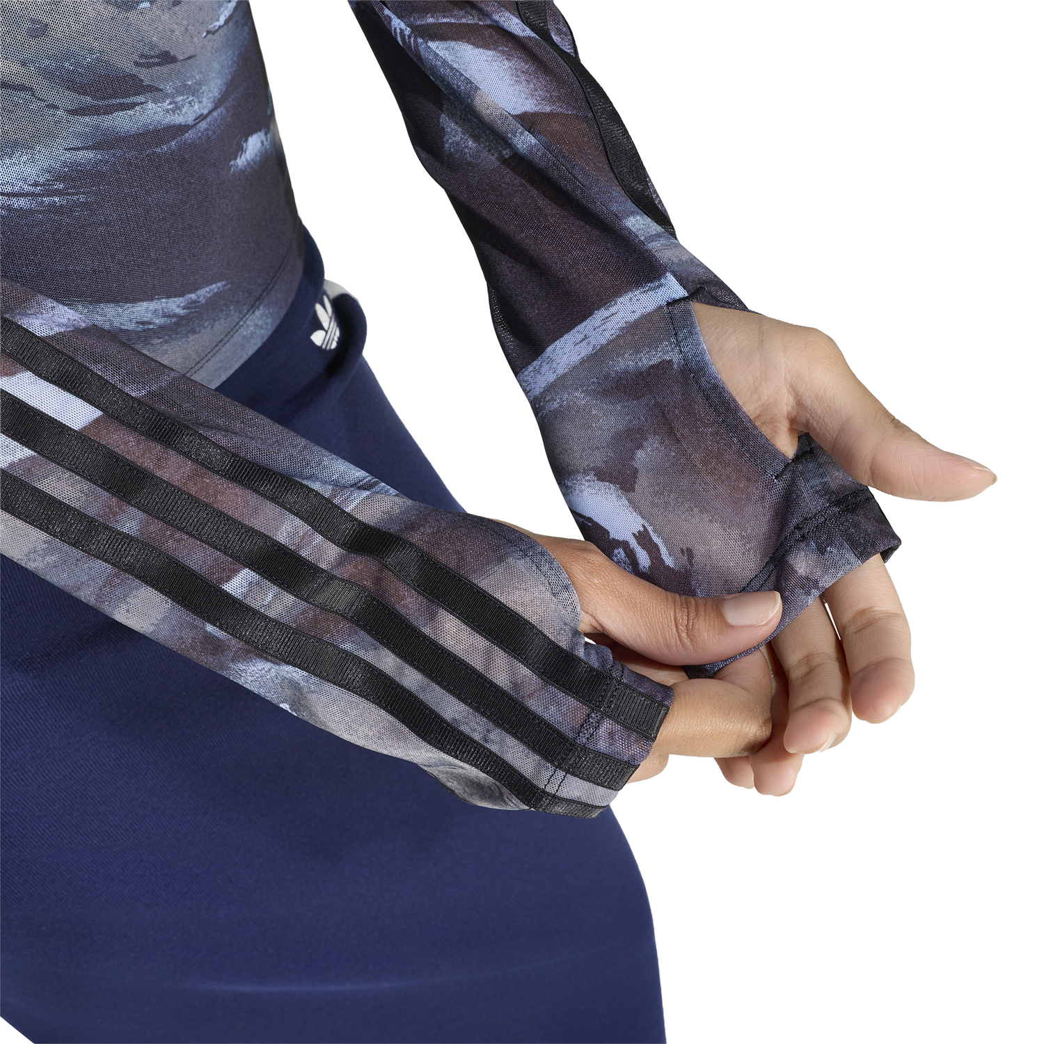 adidas Originals All Over Print Graphic Mesh LS Shirt - Women's - Olive Strata/Aurora Coffee/Crystal Sky
