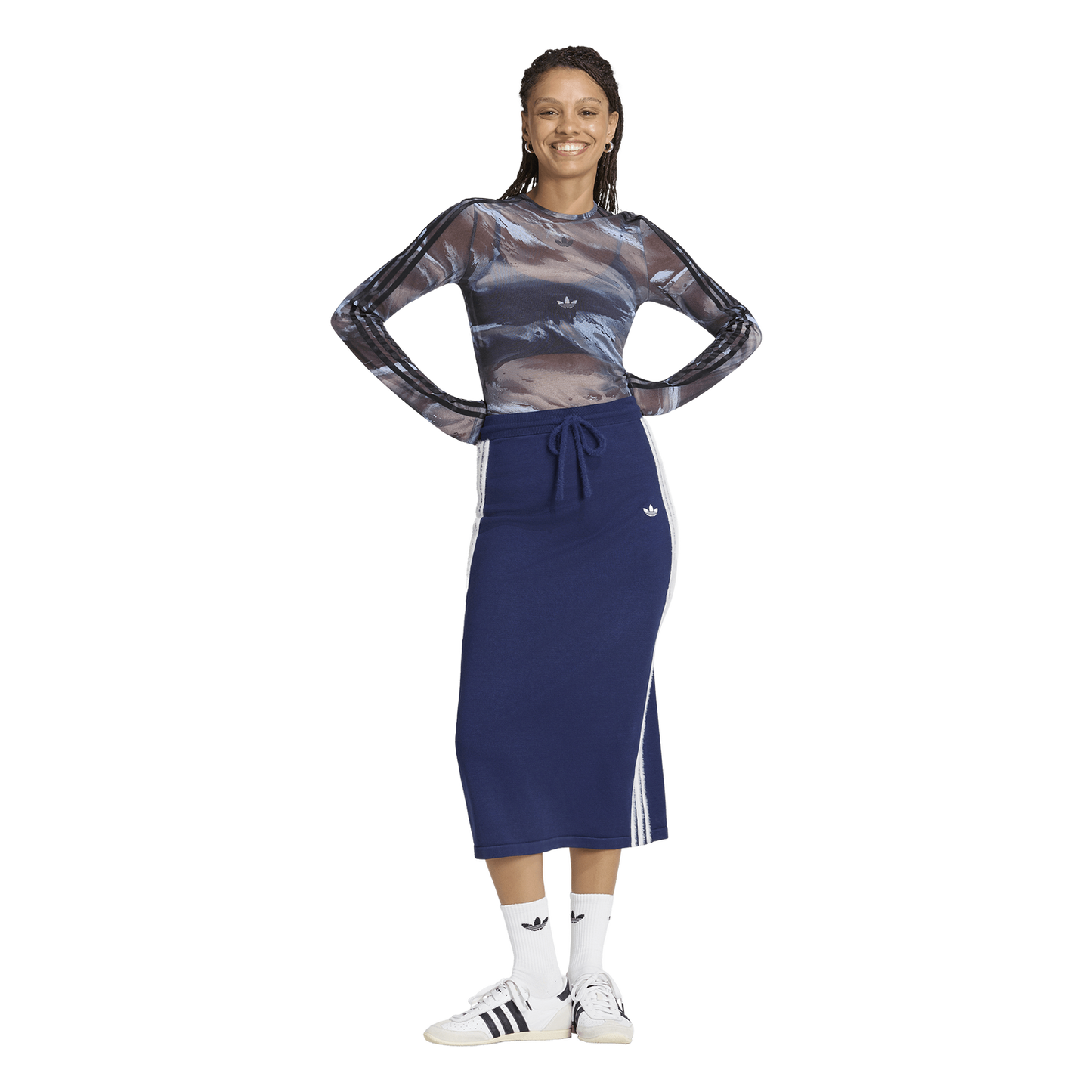 adidas Originals All Over Print Graphic Mesh LS Shirt - Women's - Olive Strata/Aurora Coffee/Crystal Sky