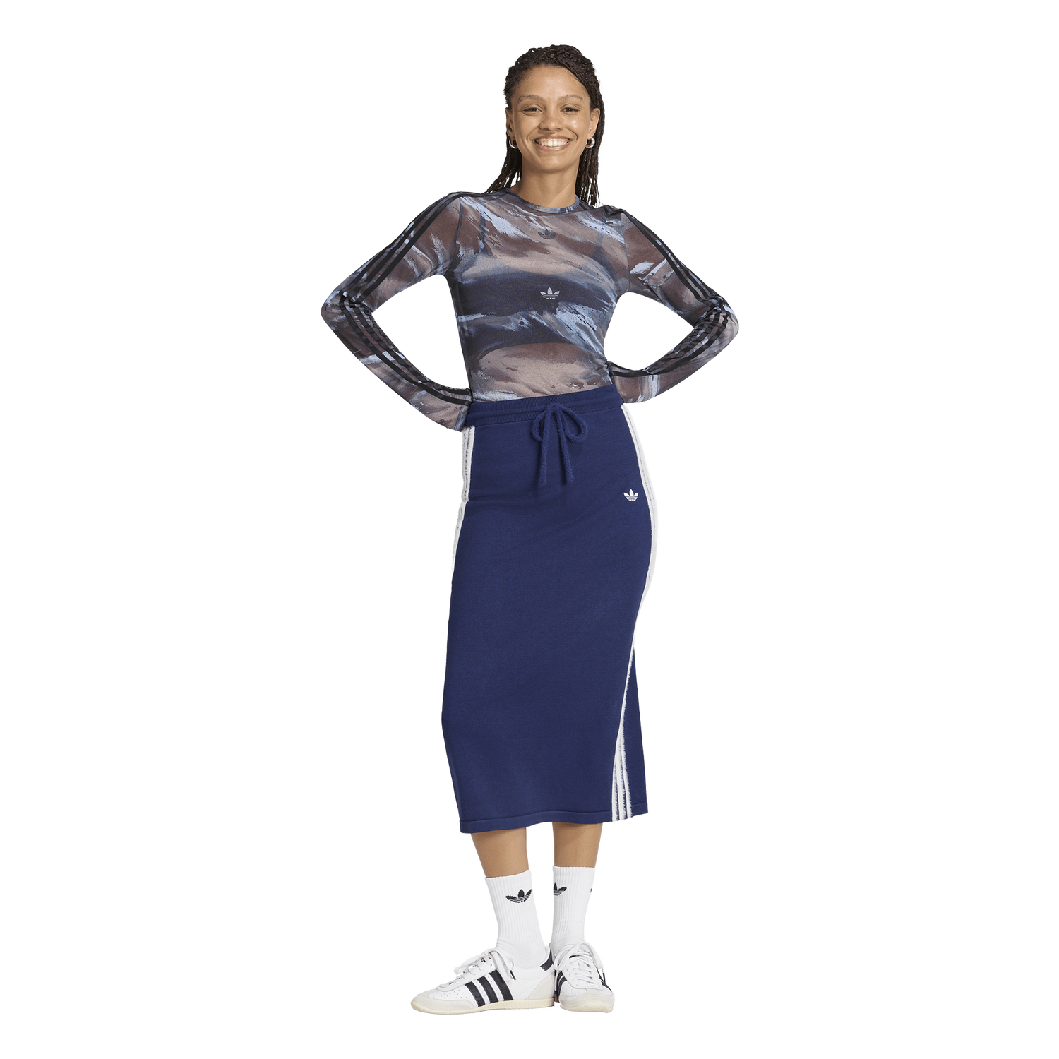 adidas Originals All Over Print Graphic Mesh LS Shirt - Women's - Olive Strata/Aurora Coffee/Crystal Sky