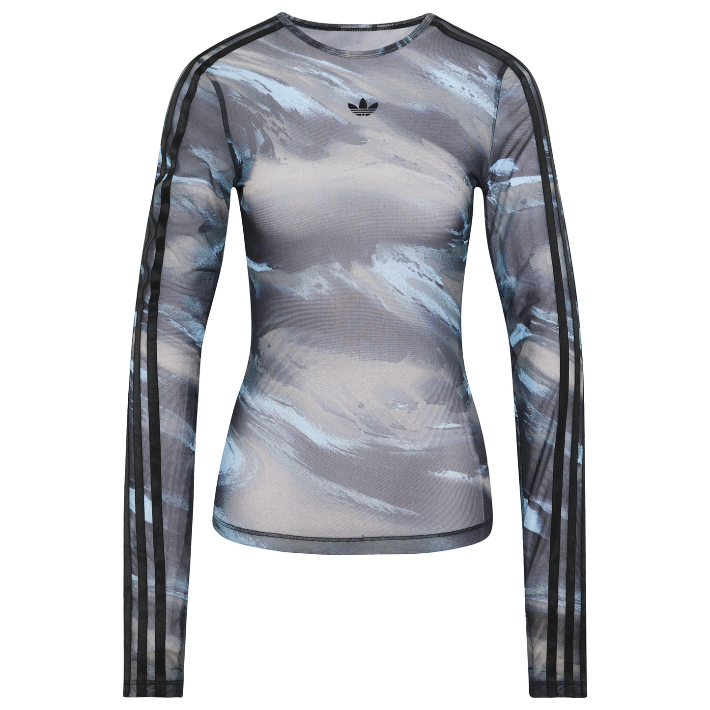 adidas Originals All Over Print Graphic Mesh LS Shirt - Women's - Olive Strata/Aurora Coffee/Crystal Sky