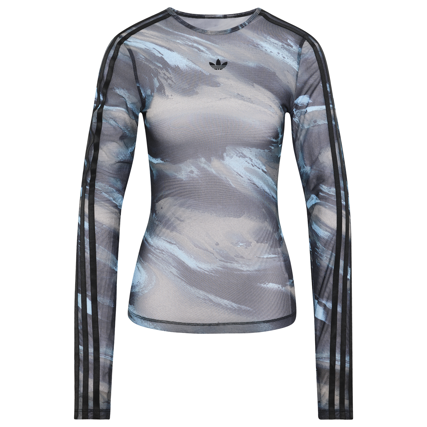 adidas Originals All Over Print Graphic Mesh LS Shirt - Women's - Olive Strata/Aurora Coffee/Crystal Sky