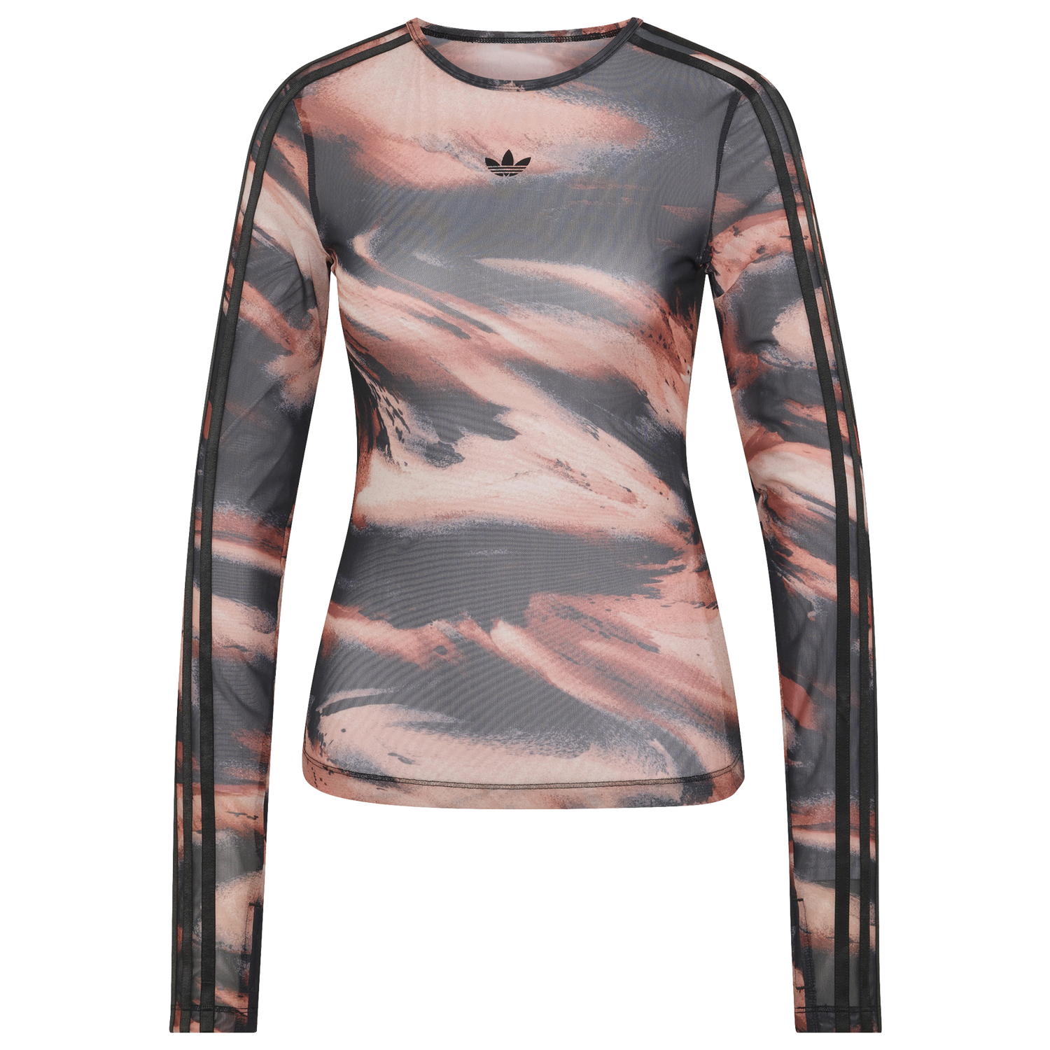 adidas Originals All Over Print Graphic Mesh LS Shirt - Women's - Vermillion/Crystal Linen/Aurora Coffee