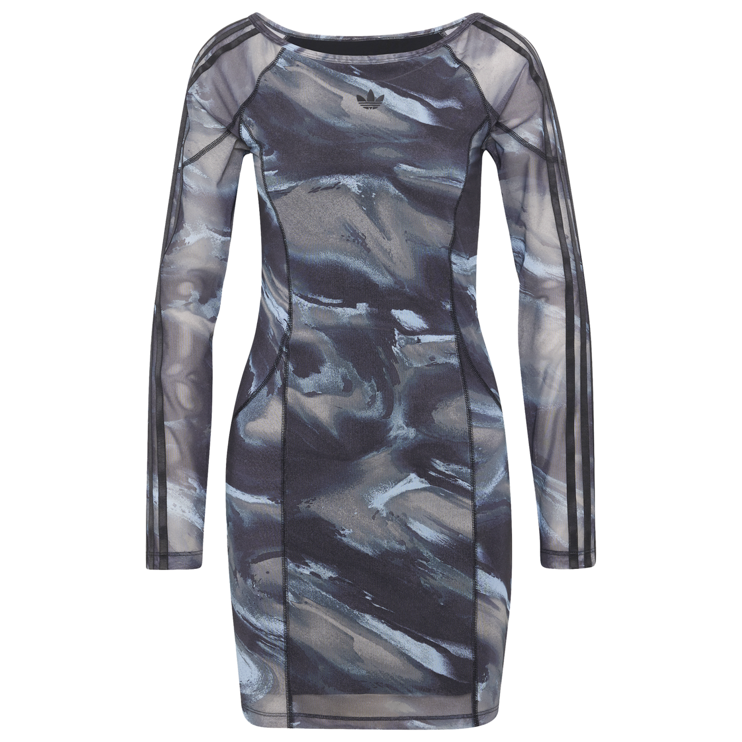 adidas Originals All Over Print Long Sleeve Mini Dress - Women's - Olive Strata/Aurora Coffee/Crystal Sky