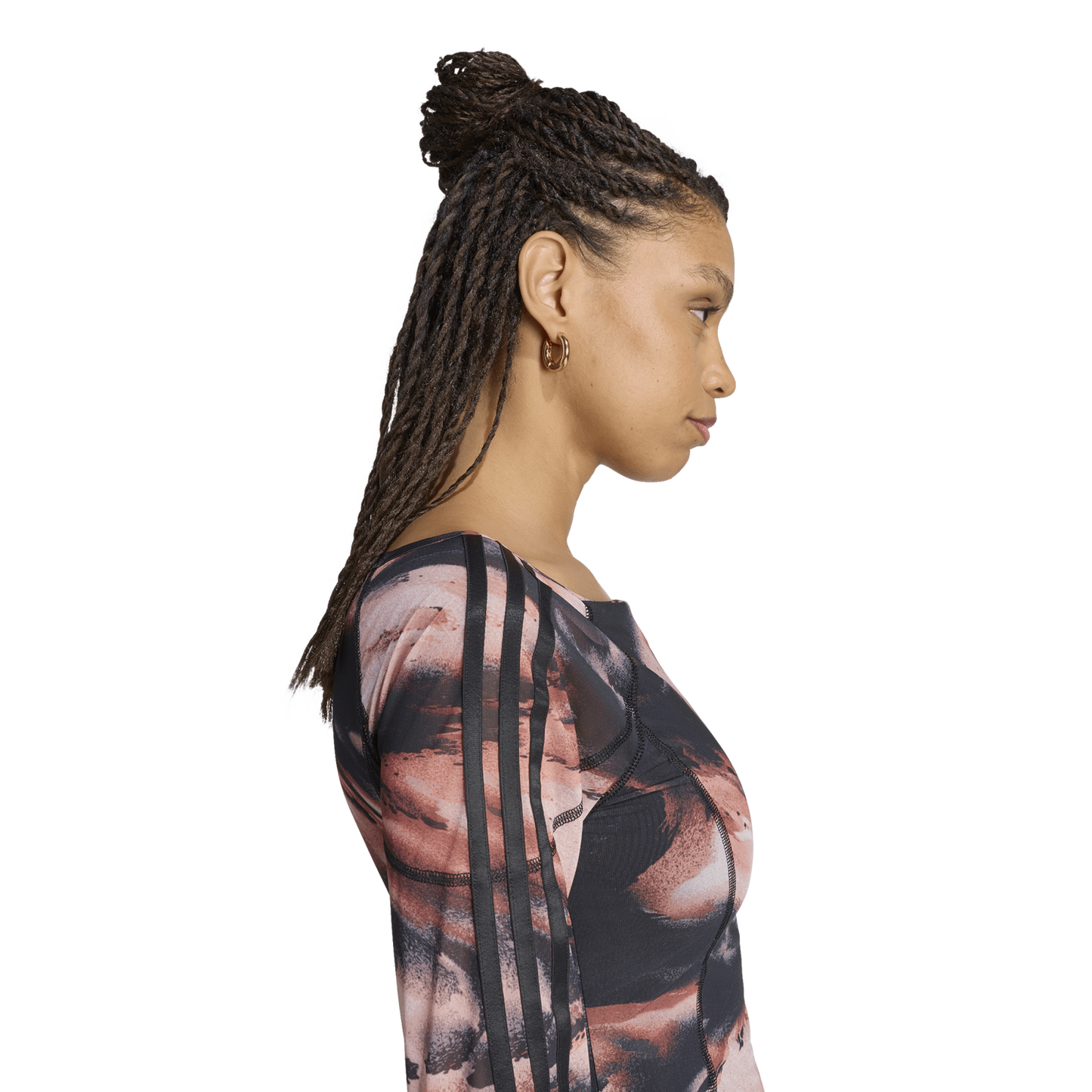 adidas Originals All Over Print Long Sleeve Mini Dress - Women's - Vermillion/Crystal Linen/Aurora Coffee