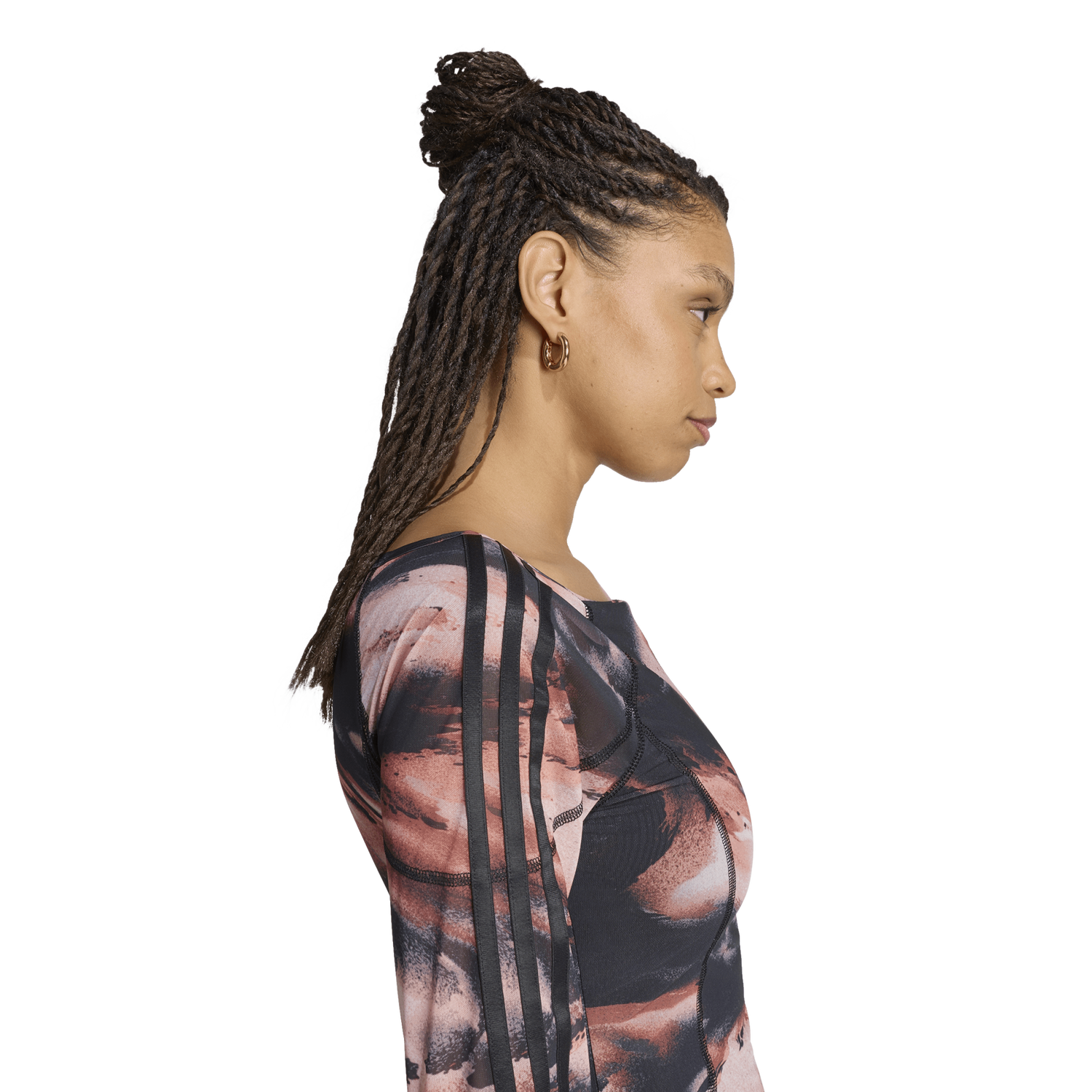 adidas Originals All Over Print Long Sleeve Mini Dress - Women's - Vermillion/Crystal Linen/Aurora Coffee