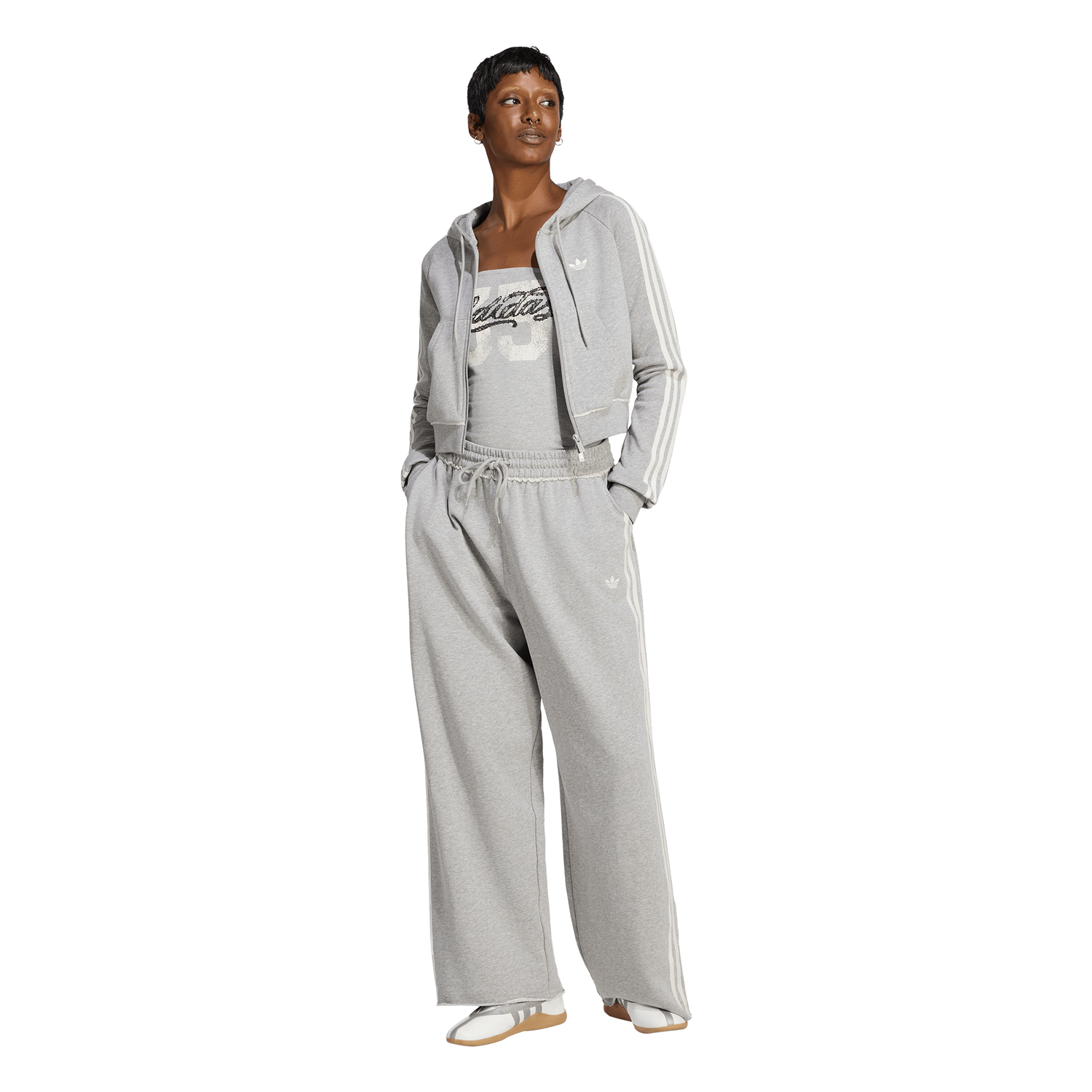adidas Originals Injection Graphic Loose Sweatpants - Women's - Medium Grey Heather