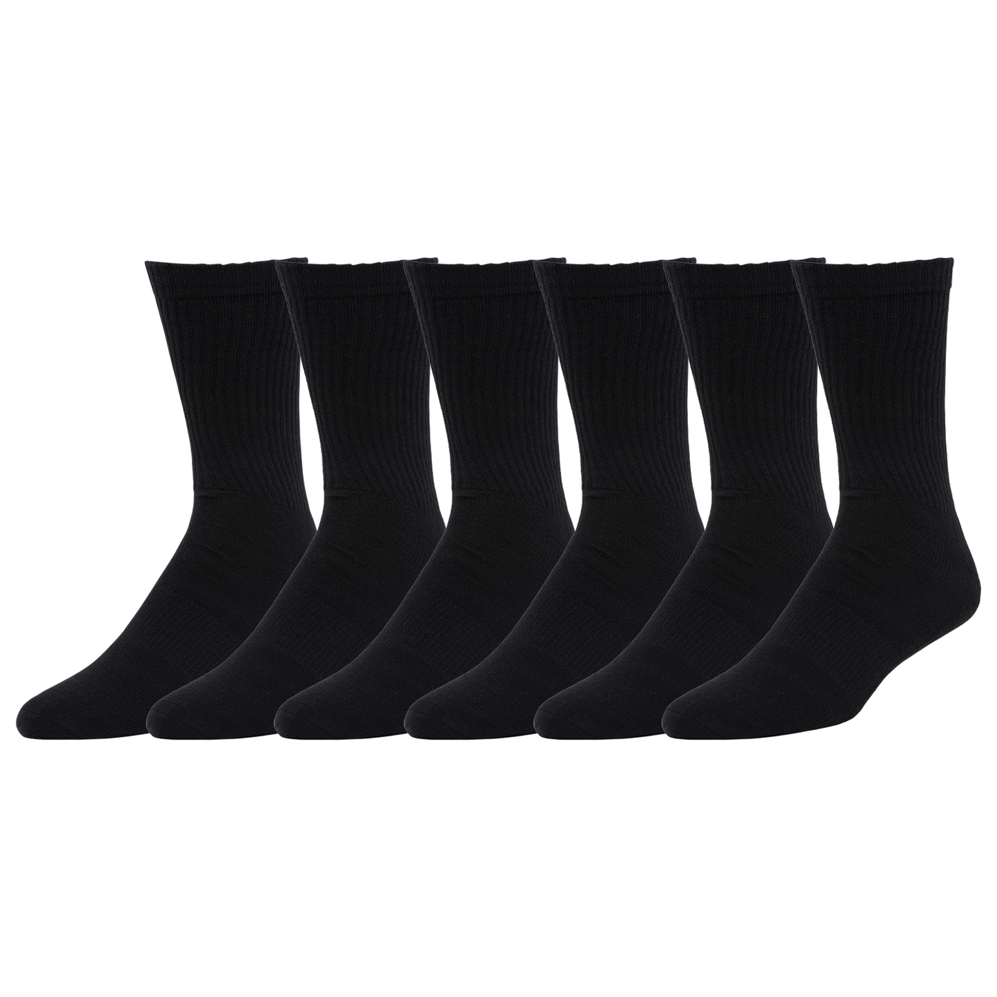 LCKR 6-Pack Athletic Half Cushion Crew Socks - Men's - Black/Black