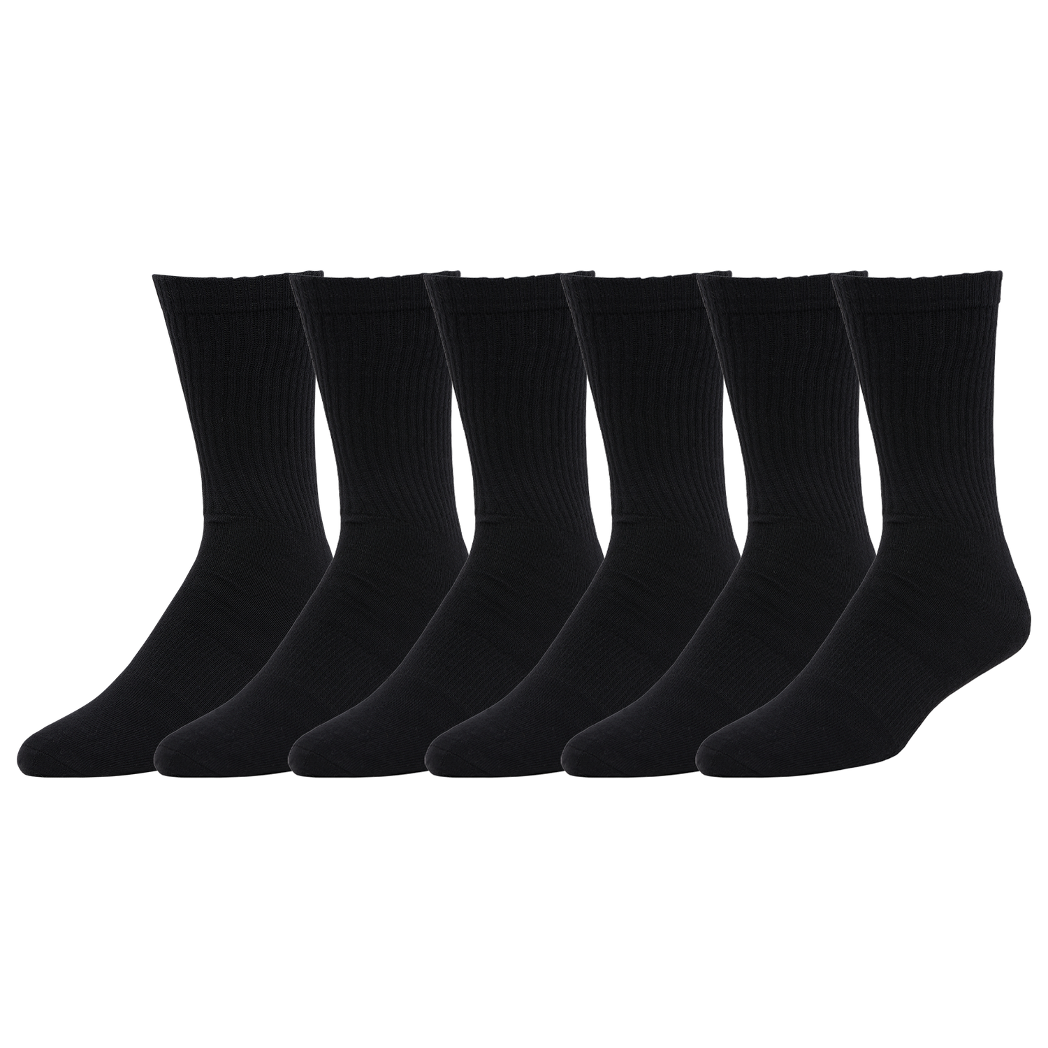 LCKR 6-Pack Athletic Half Cushion Crew Socks - Men's - Black/Black