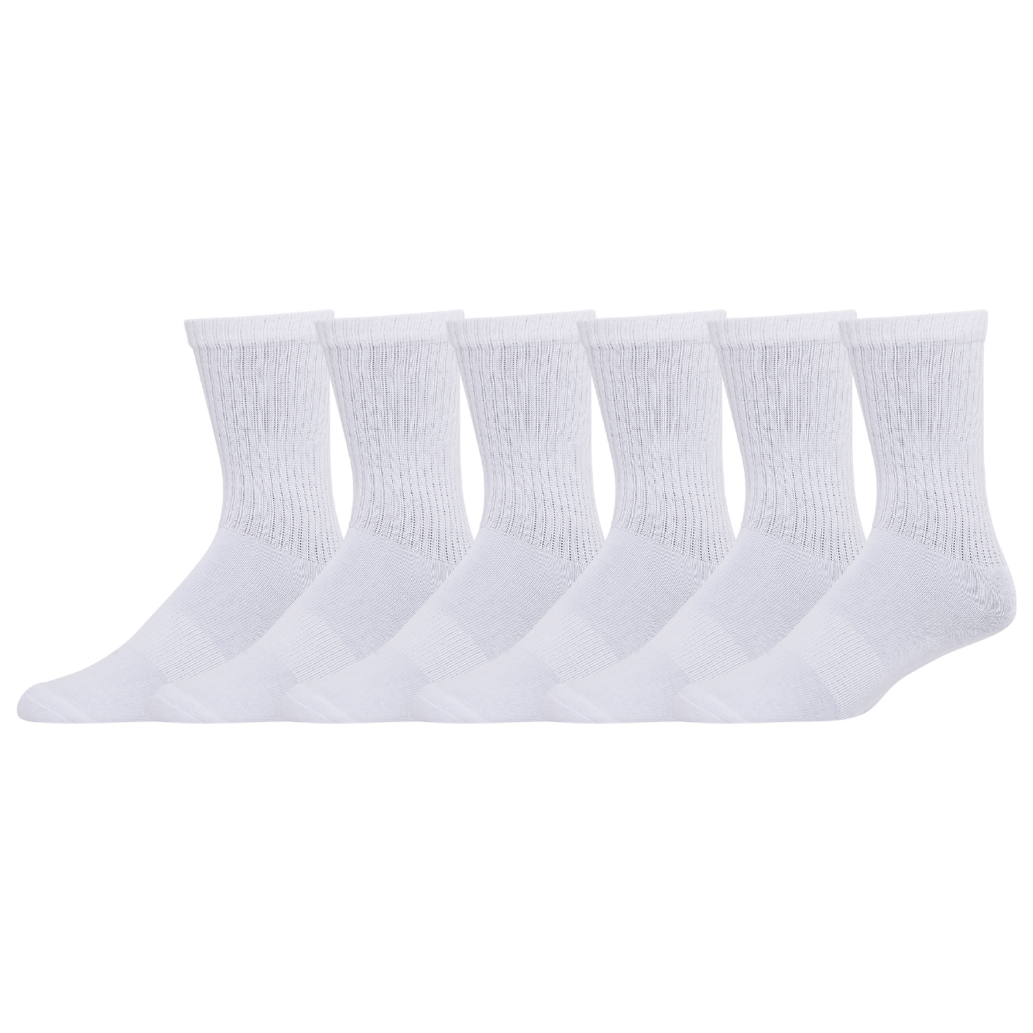 LCKR 6-Pack Athletic Half Cushion Crew Socks - Men's - White/White