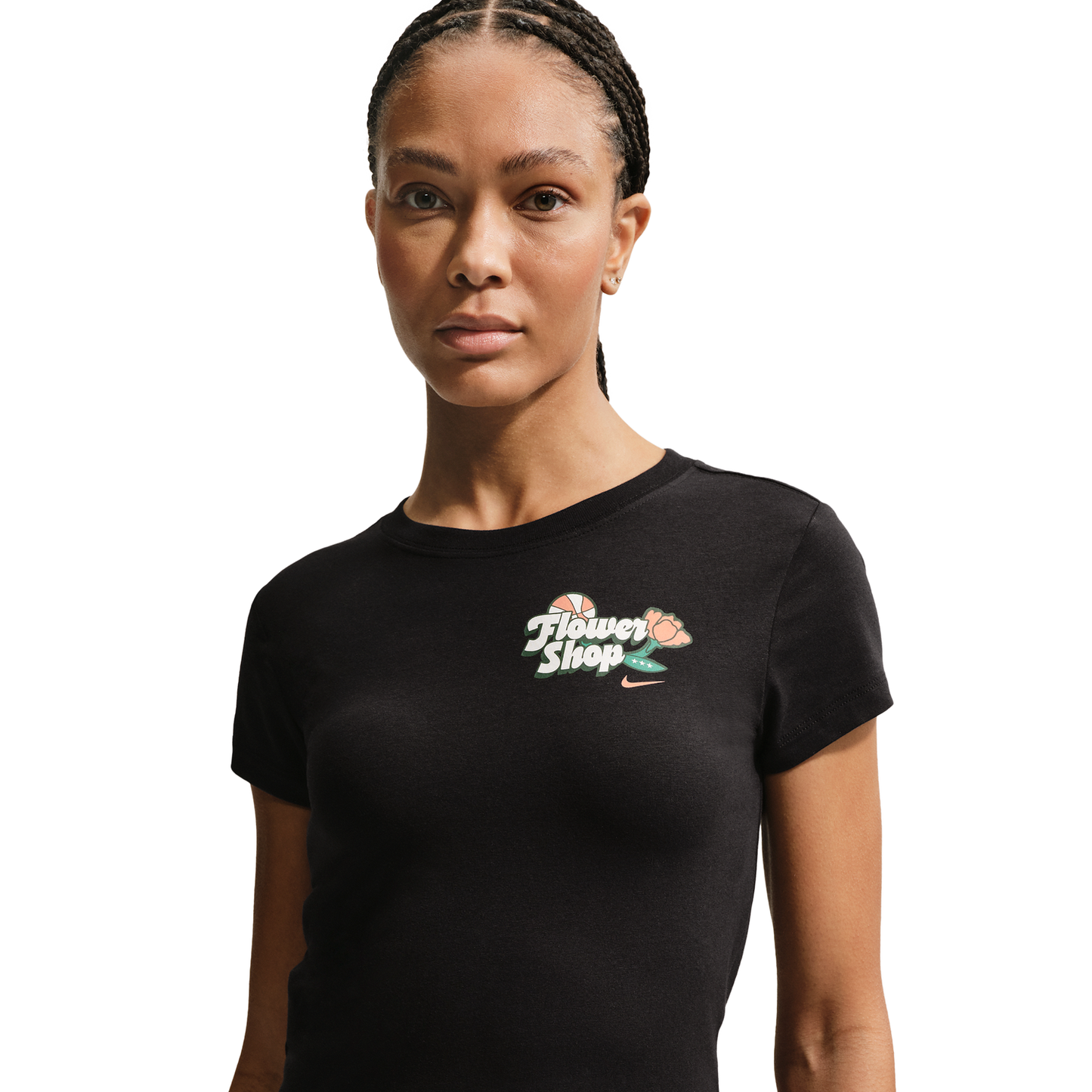 Nike Flower Shop Midcrop Tee - Women's - Black
