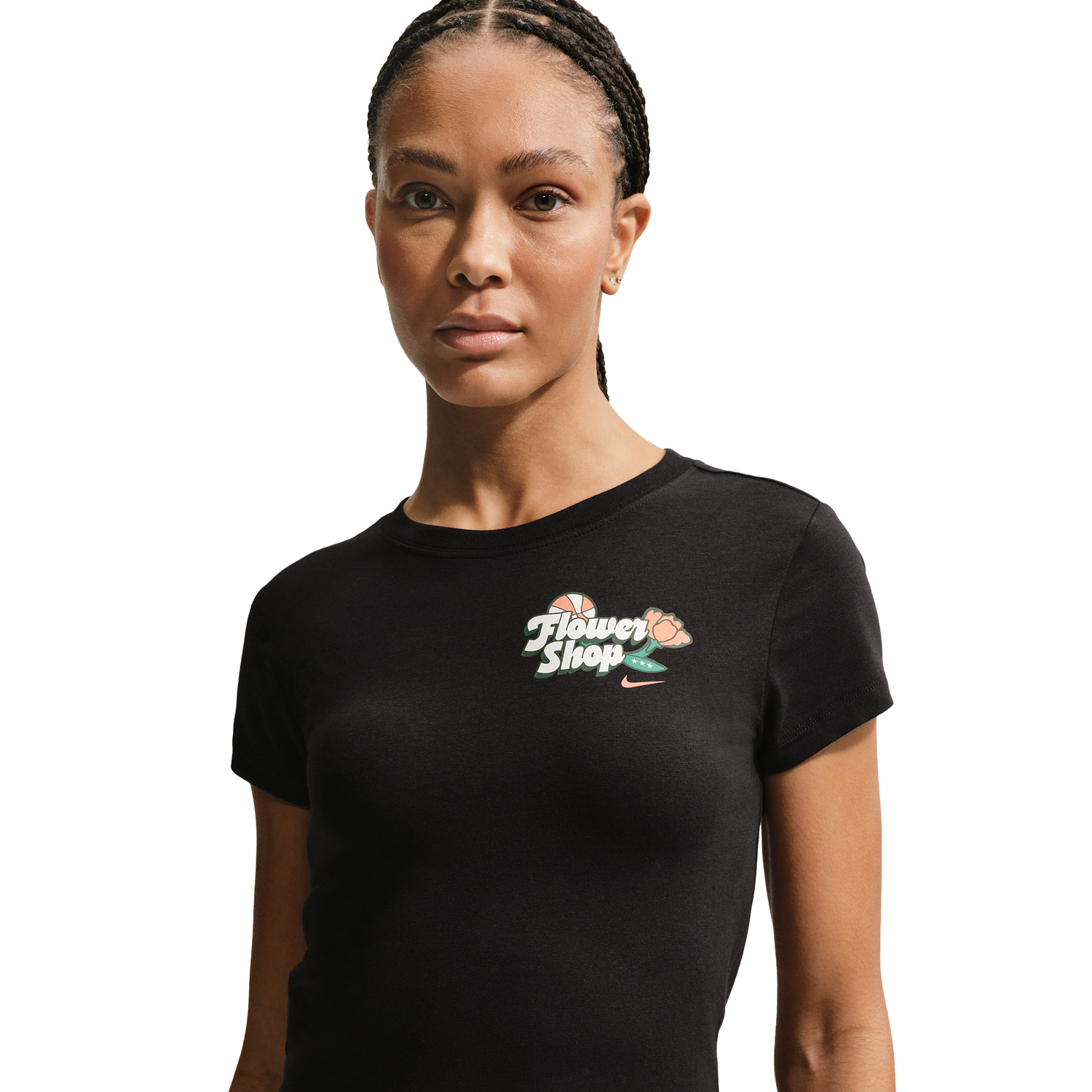 Nike Flower Shop Midcrop Tee - Women's - Black