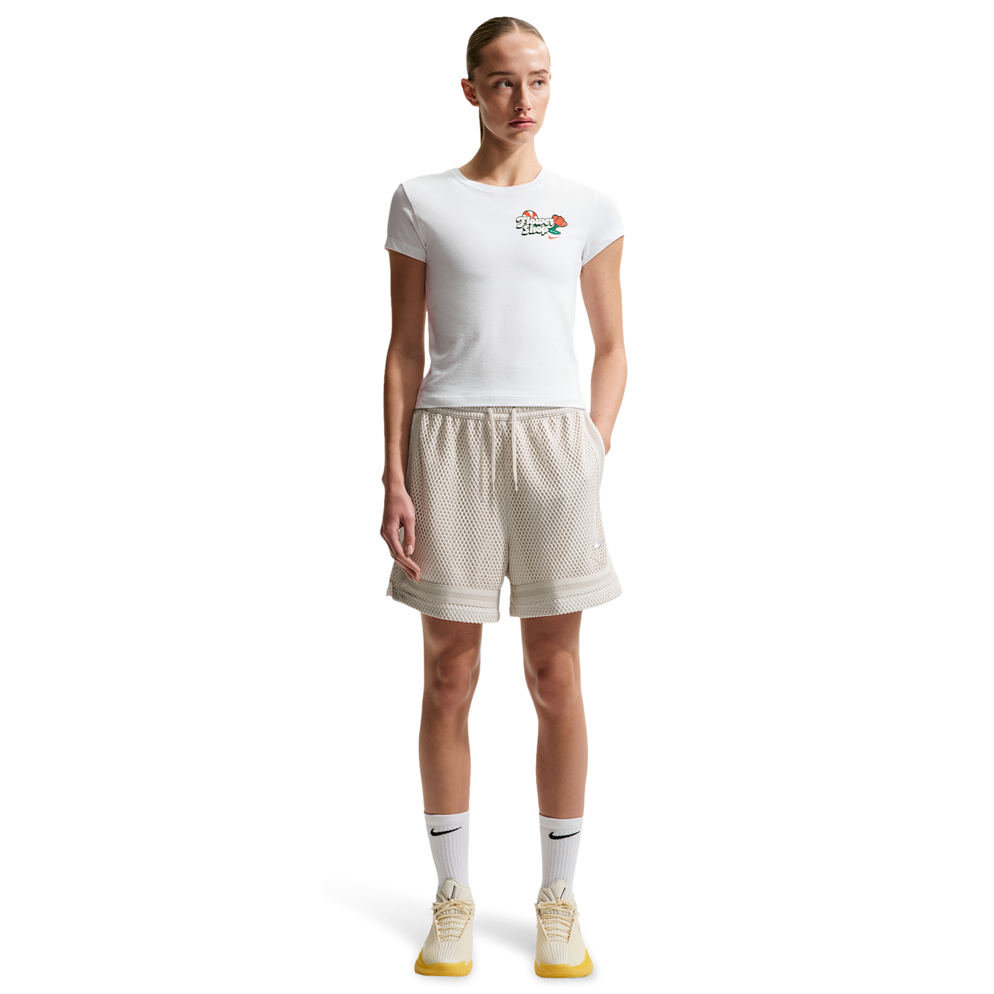 Nike Flower Shop Midcrop Tee - Women's - White