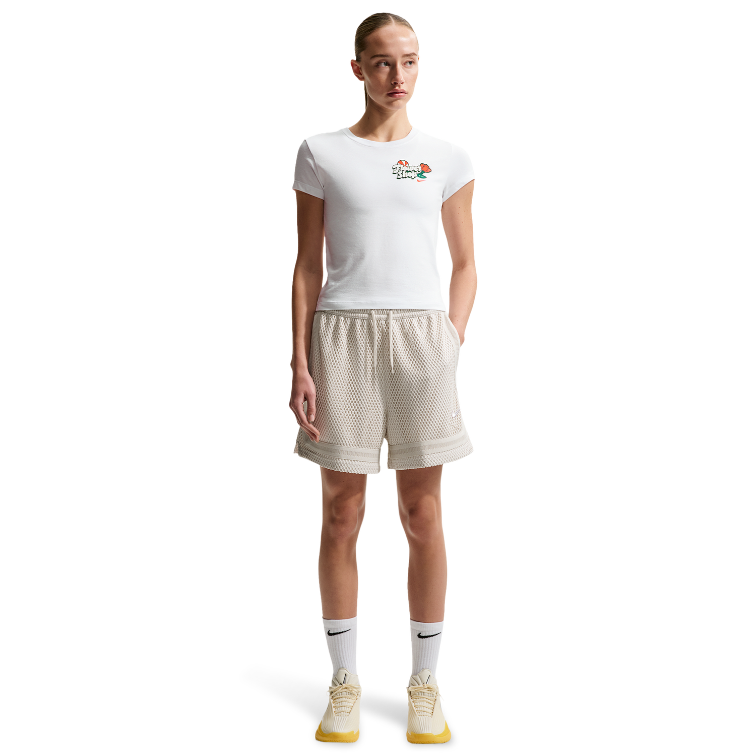 Nike Flower Shop Midcrop Tee - Women's - White