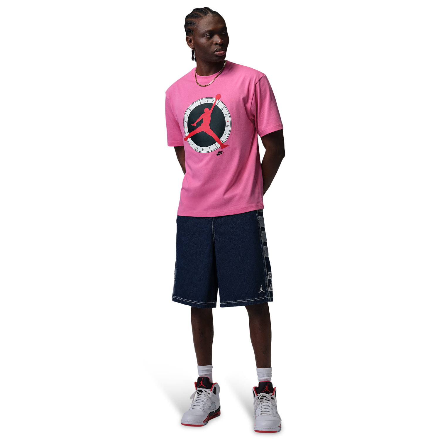 Jordan Flight Club Short Sleeve Crew - Men's - Pink/Red
