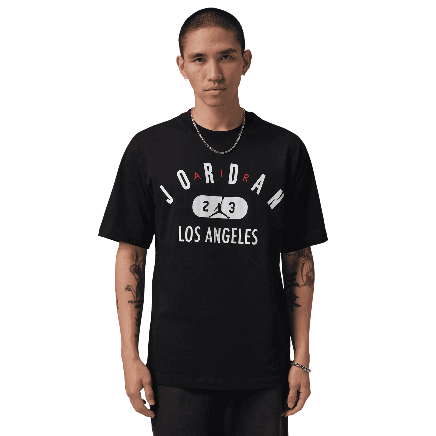 Jordan Los Angeles City Short Sleeve Crew - Men's - Black/White