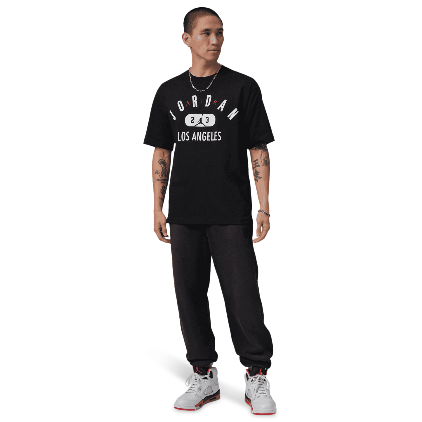 Jordan Los Angeles City Short Sleeve Crew - Men's - Black/White