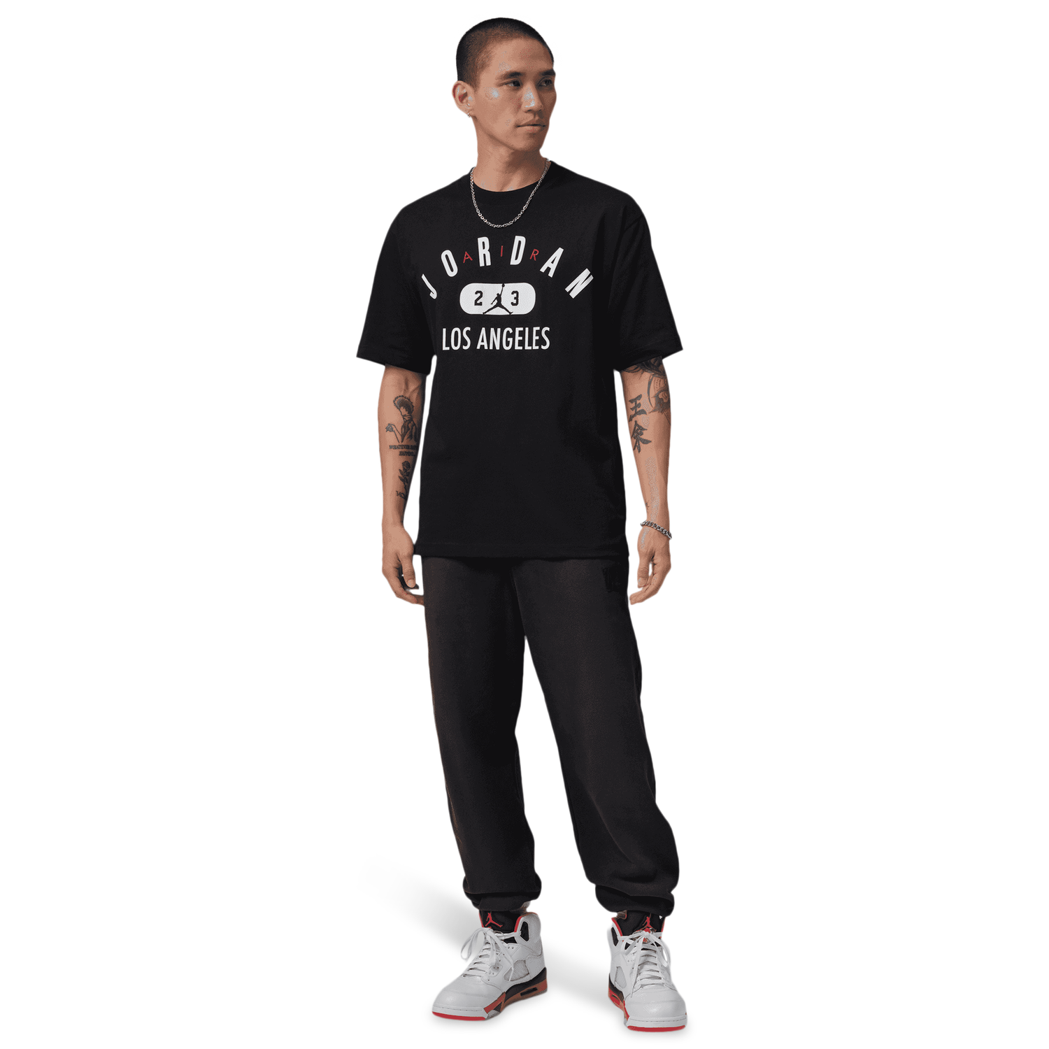 Jordan Los Angeles City Short Sleeve Crew - Men's - Black/White