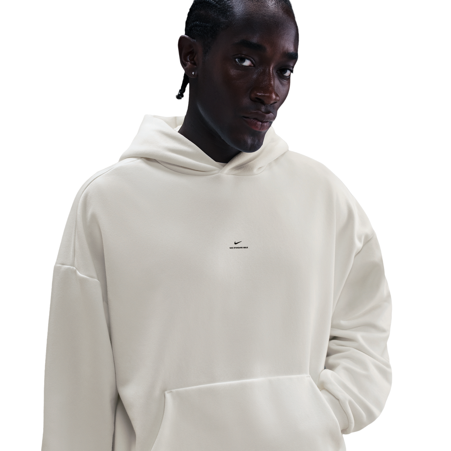 Nike Standard Issue Brushed Pullover Hoodie - Men's - Sail/Black