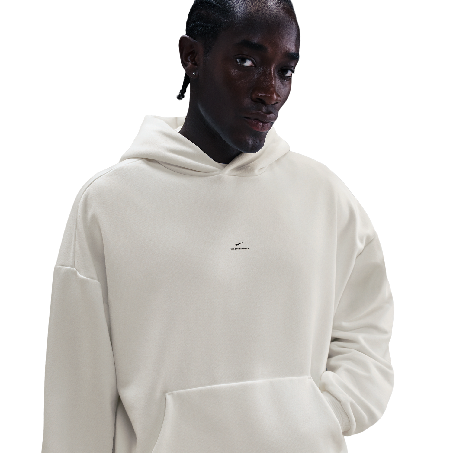 Nike Standard Issue Brushed Pullover Hoodie - Men's - Sail/Black