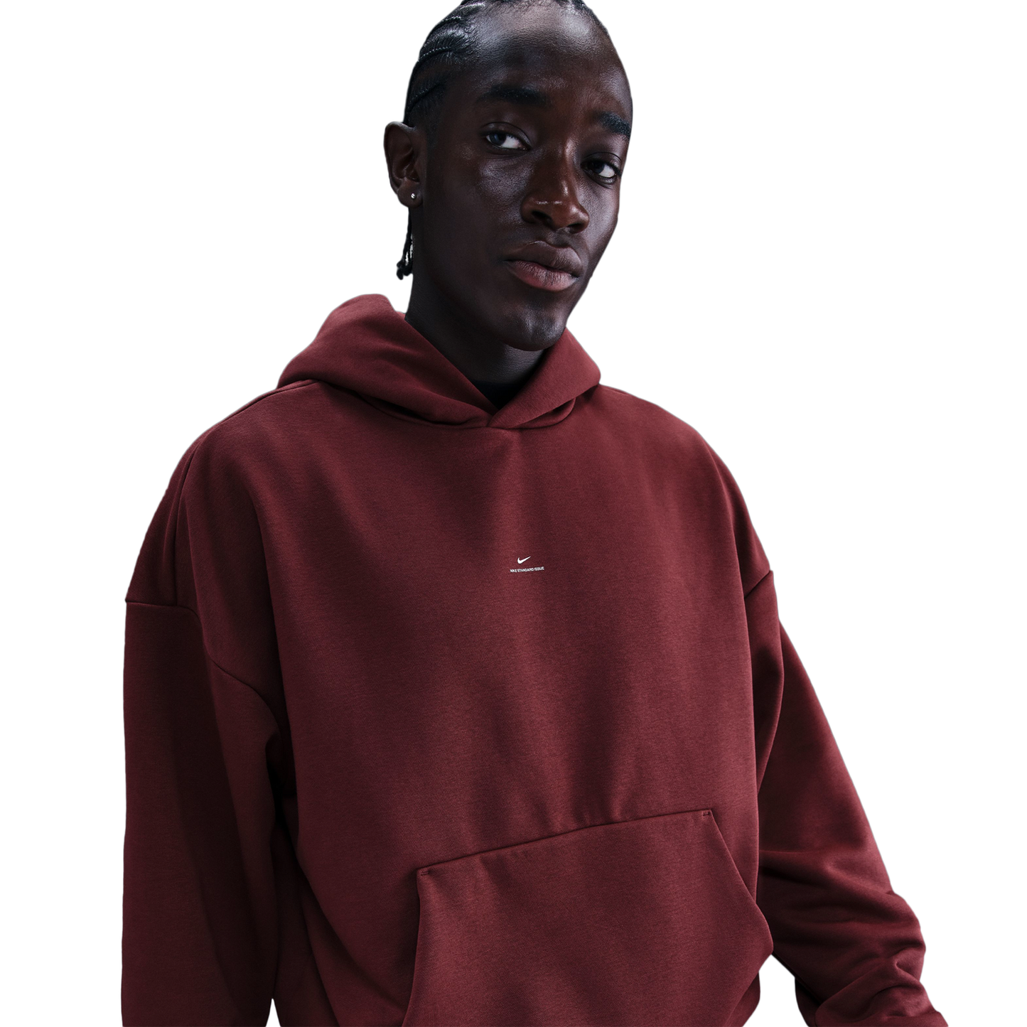 Nike Standard Issue Brushed Pullover Hoodie - Men's - Pale Ivory/Dark Team Red