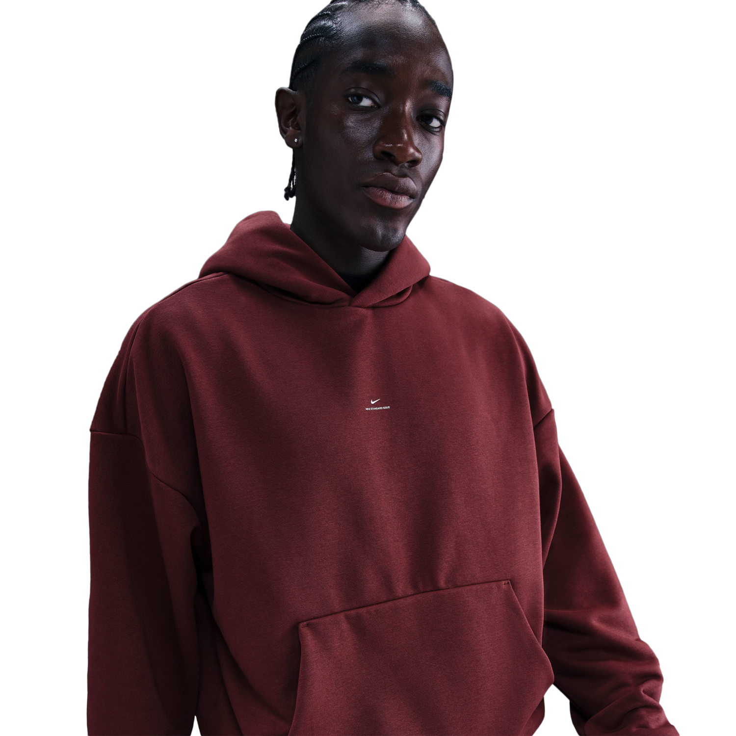 Nike Standard Issue Brushed Pullover Hoodie - Men's - Pale Ivory/Dark Team Red