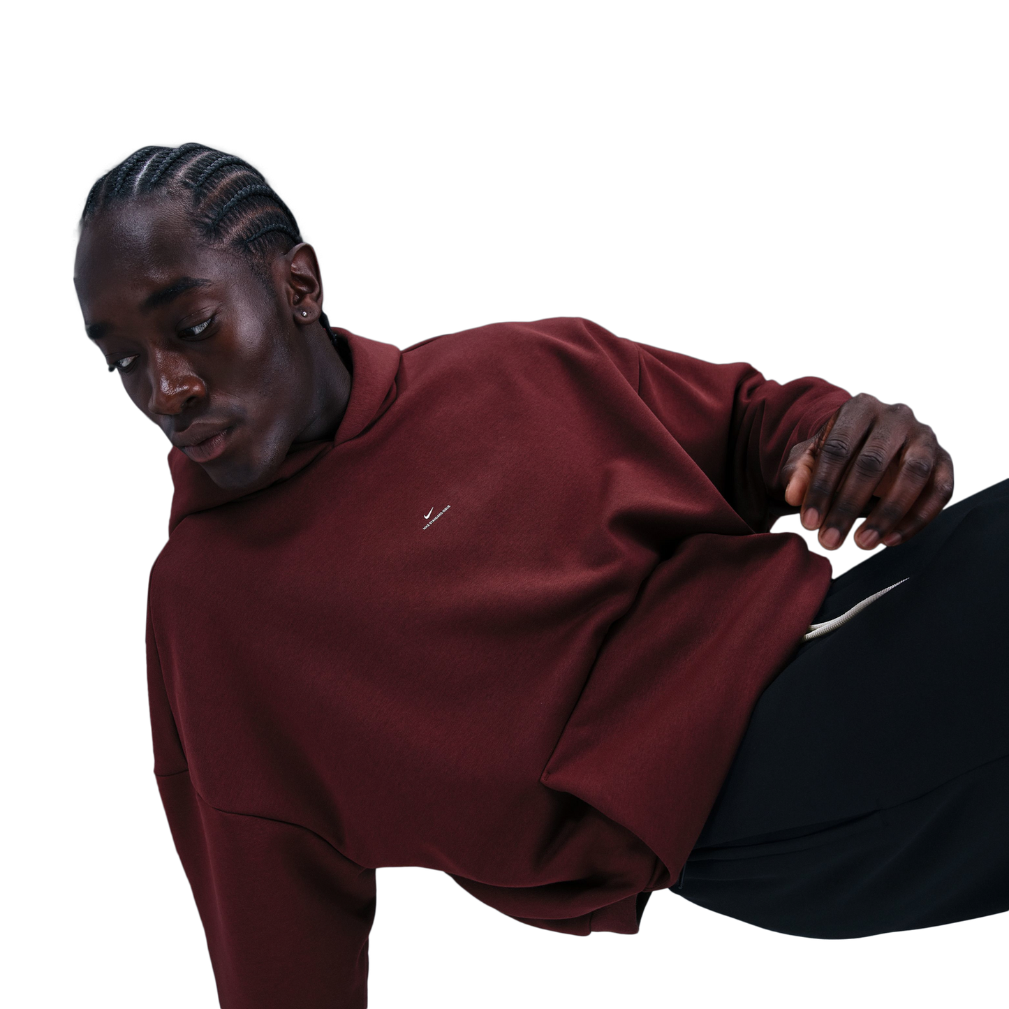 Nike Standard Issue Brushed Pullover Hoodie - Men's - Pale Ivory/Dark Team Red