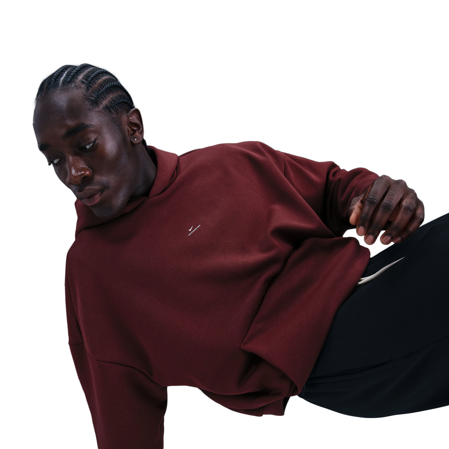 Nike Standard Issue Brushed Pullover Hoodie - Men's - Pale Ivory/Dark Team Red
