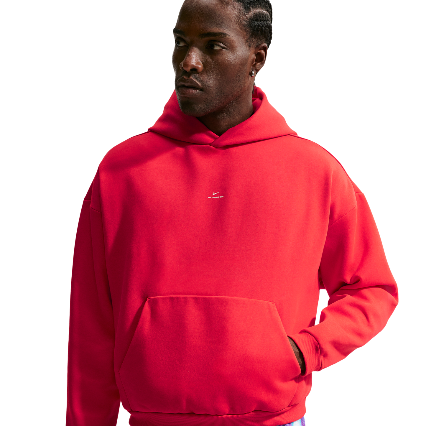 Nike Standard Issue Brushed Pullover Hoodie - Men's - Pale Ivory/University Red
