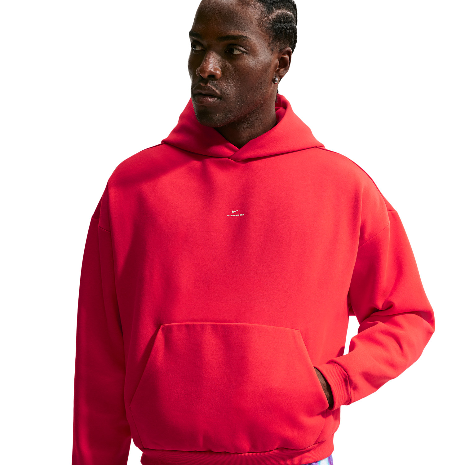 Nike Standard Issue Brushed Pullover Hoodie - Men's - Pale Ivory/University Red