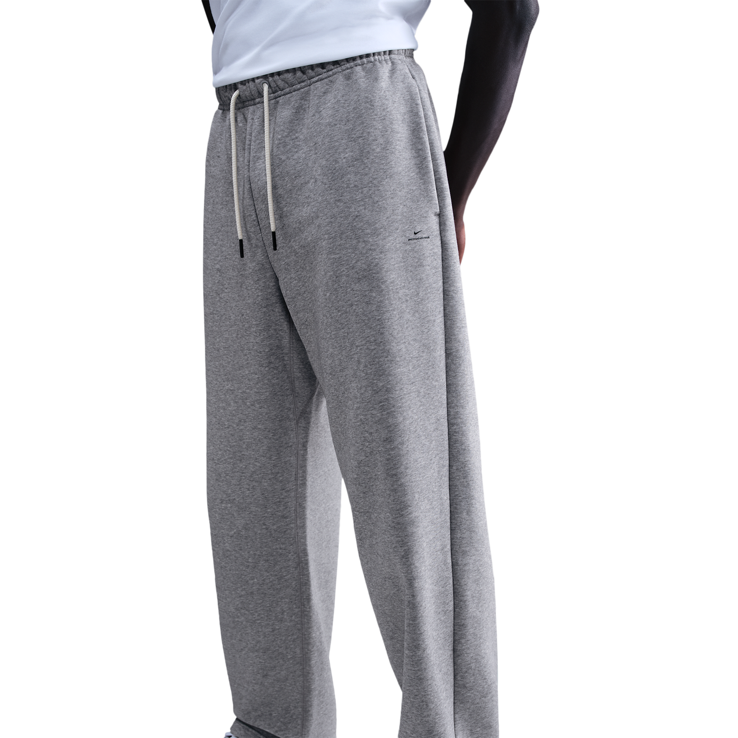 Nike Standard Issue Brushed Open Hem Pants - Men's - Dk Grey Heather/Black