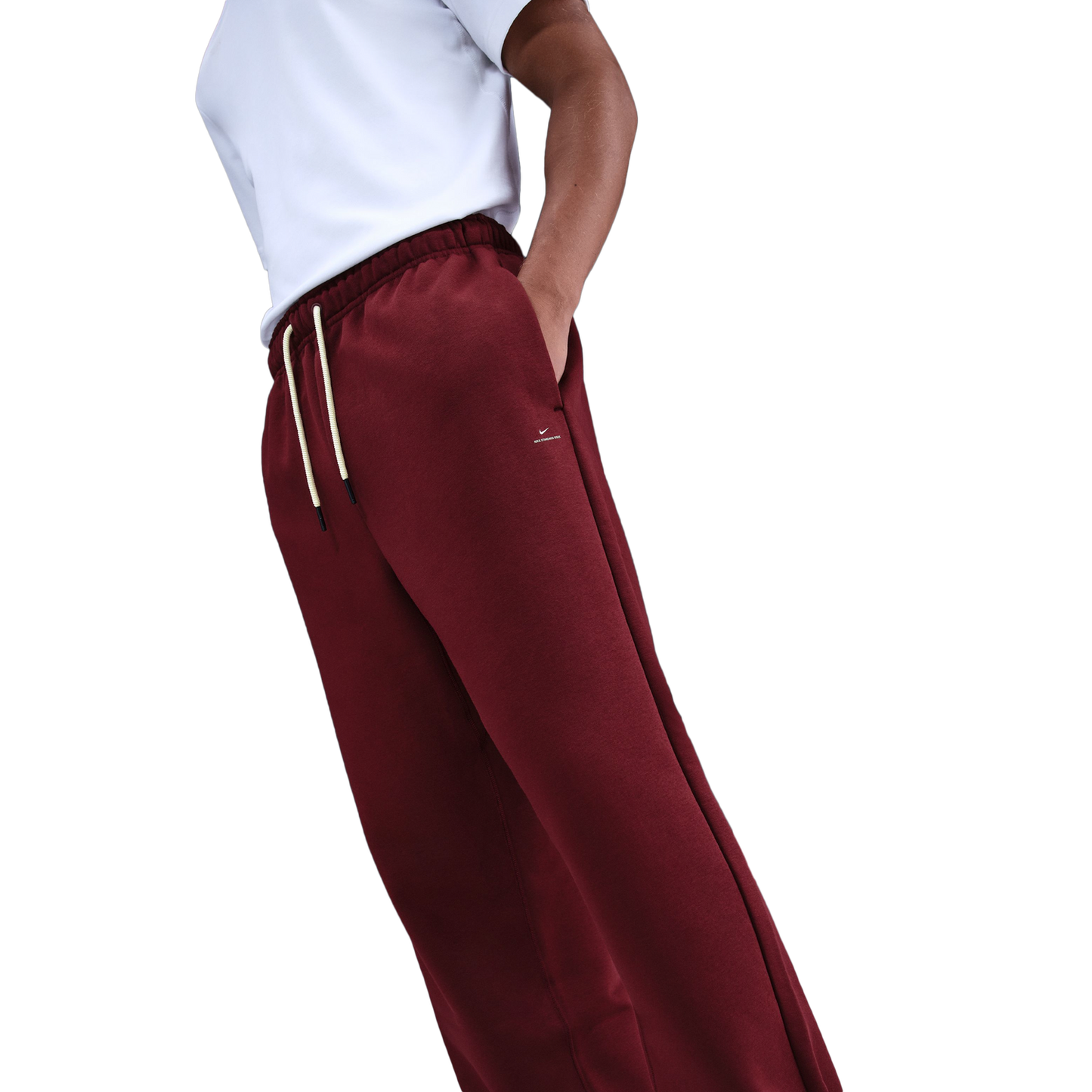 Nike Standard Issue Brushed Open Hem Pants - Men's - Pale Ivory/Dark Team Red