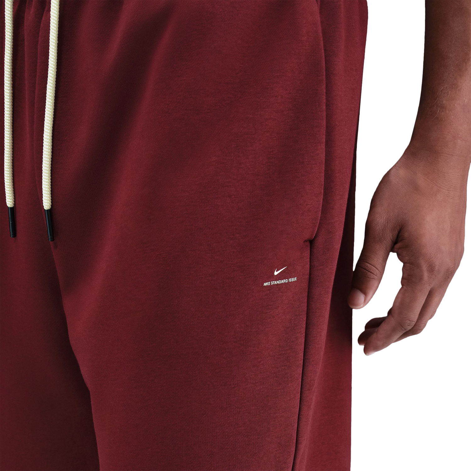 Nike Standard Issue Brushed Open Hem Pants - Men's - Pale Ivory/Dark Team Red