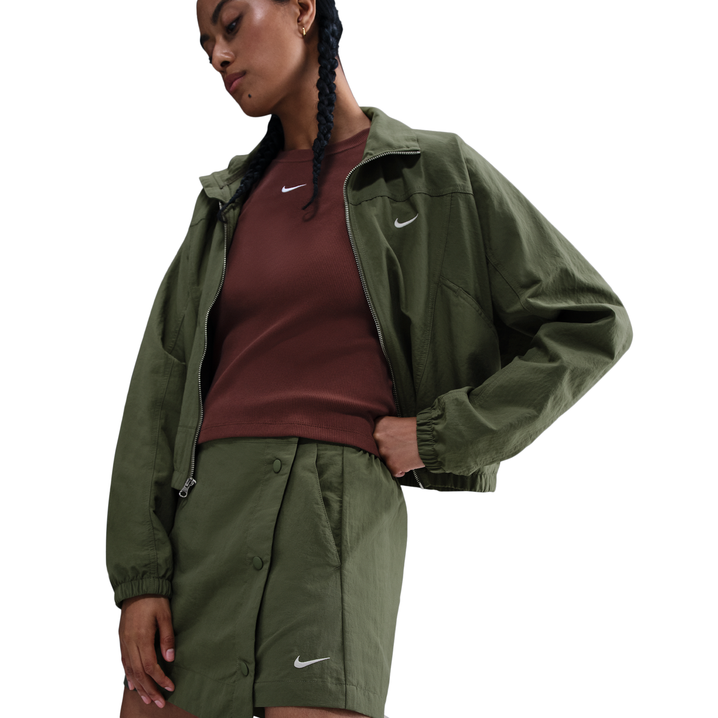 Nike NSW Essential Woven 3" Skort - Women's - Medium Olive/Sail