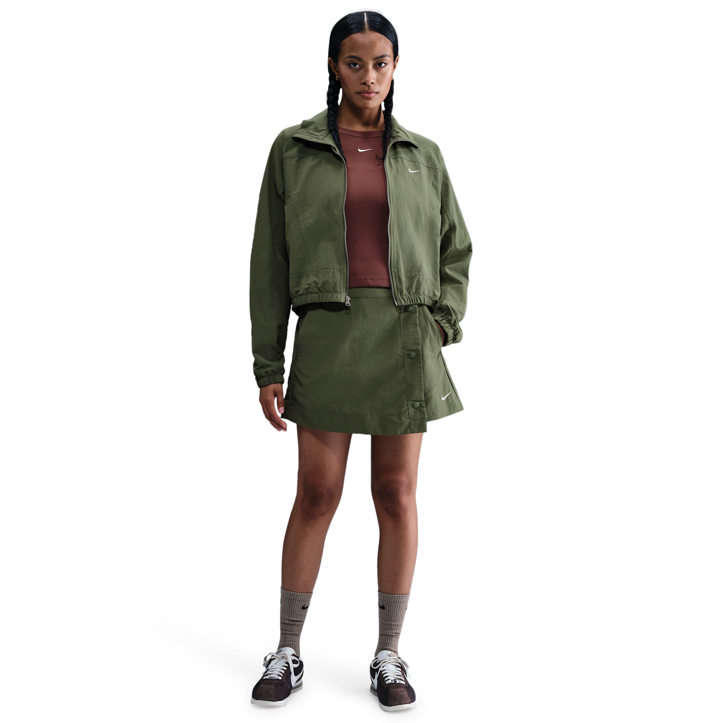Nike NSW Essential Woven 3" Skort - Women's - Medium Olive/Sail