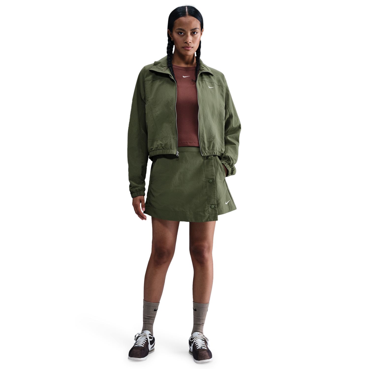 Nike NSW Essential Woven 3" Skort - Women's - Medium Olive/Sail