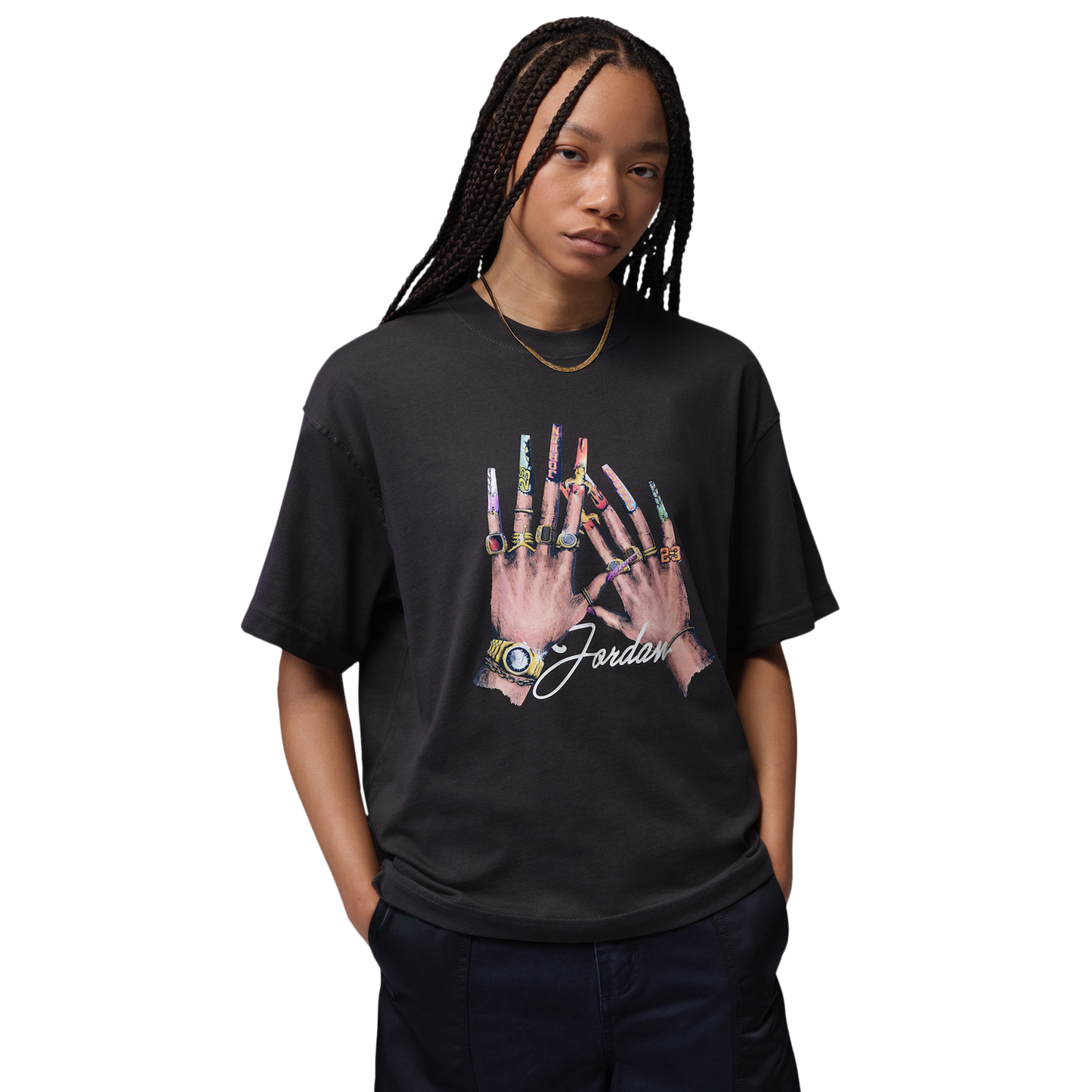Jordan GFX Nail Short Sleeve T-Shirt - Women's - Multi/Off Noir