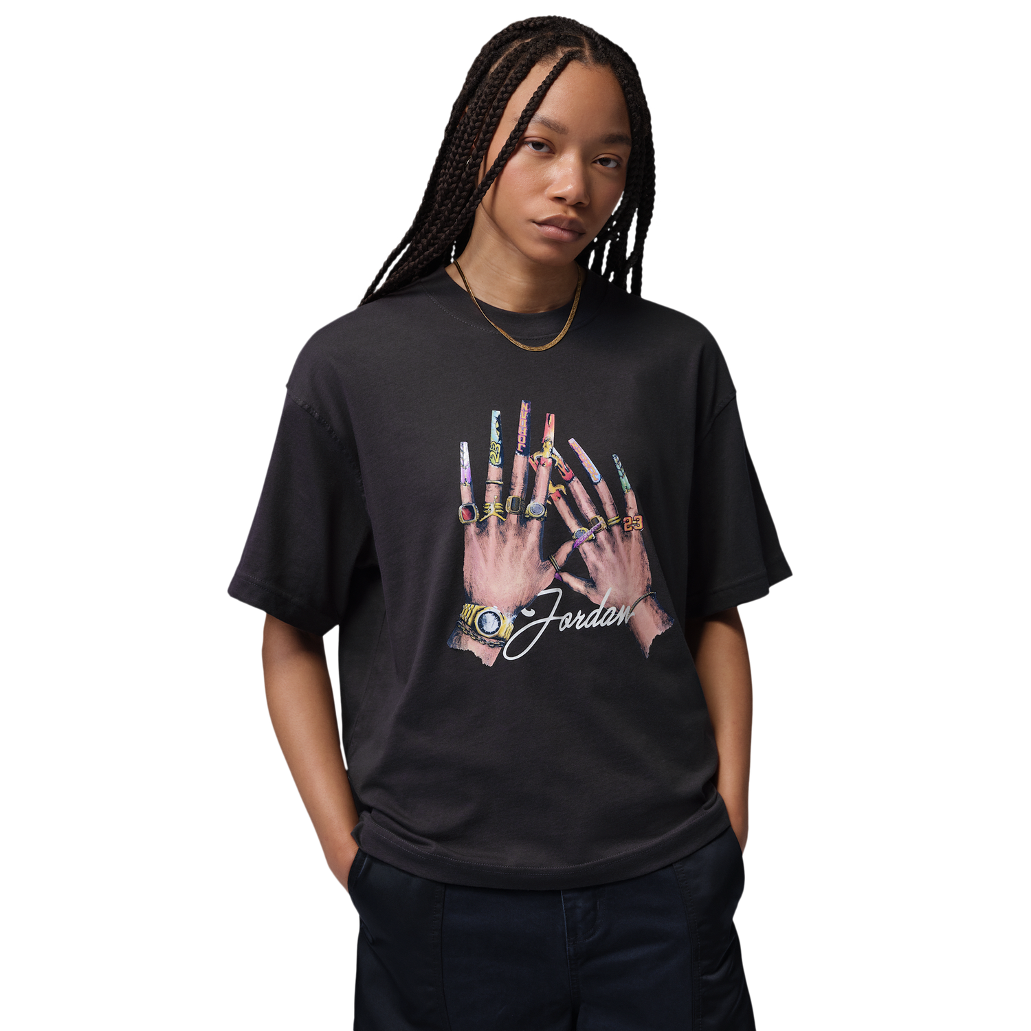 Jordan GFX Nail Short Sleeve T-Shirt - Women's - Multi/Off Noir