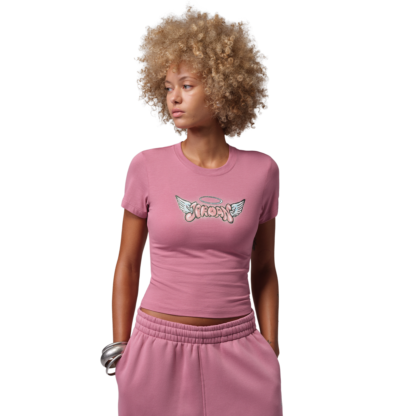 Jordan TMID GFX HL Short Sleeve T-Shirt - Women's - Desert Berry