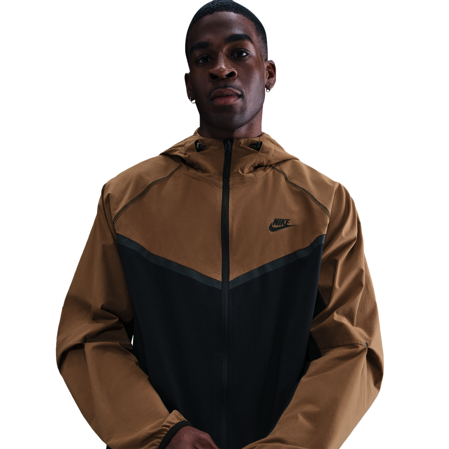 Nike Tech Woven WR Full-Zip Jacket - Men's - Black/Mosswood Brown/Black
