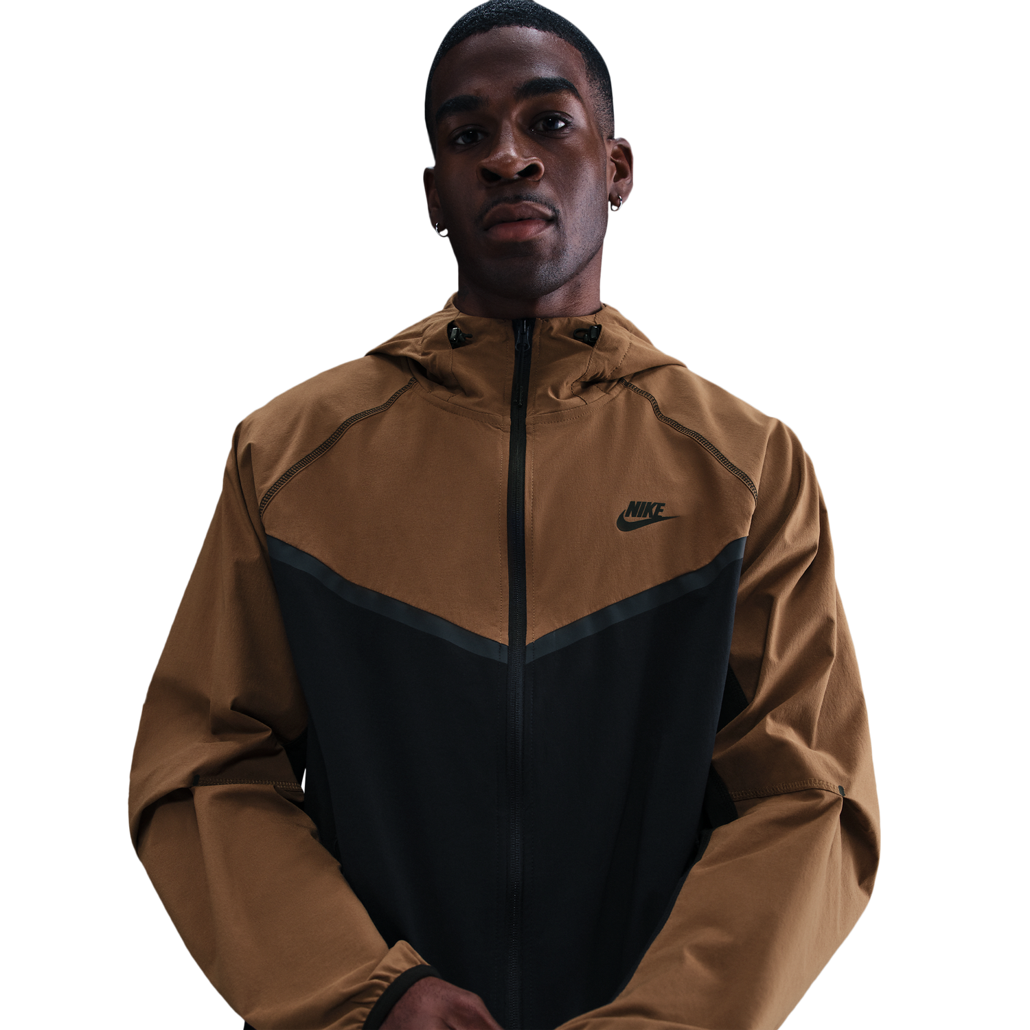 Nike Tech Woven WR Full-Zip Jacket - Men's - Black/Mosswood Brown/Black