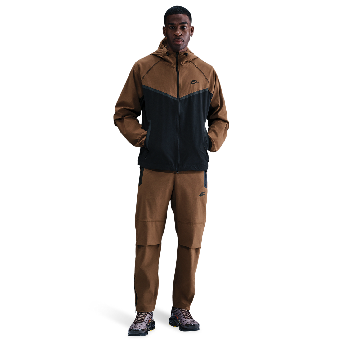 Nike Tech Woven WR Full-Zip Jacket - Men's - Black/Mosswood Brown/Black