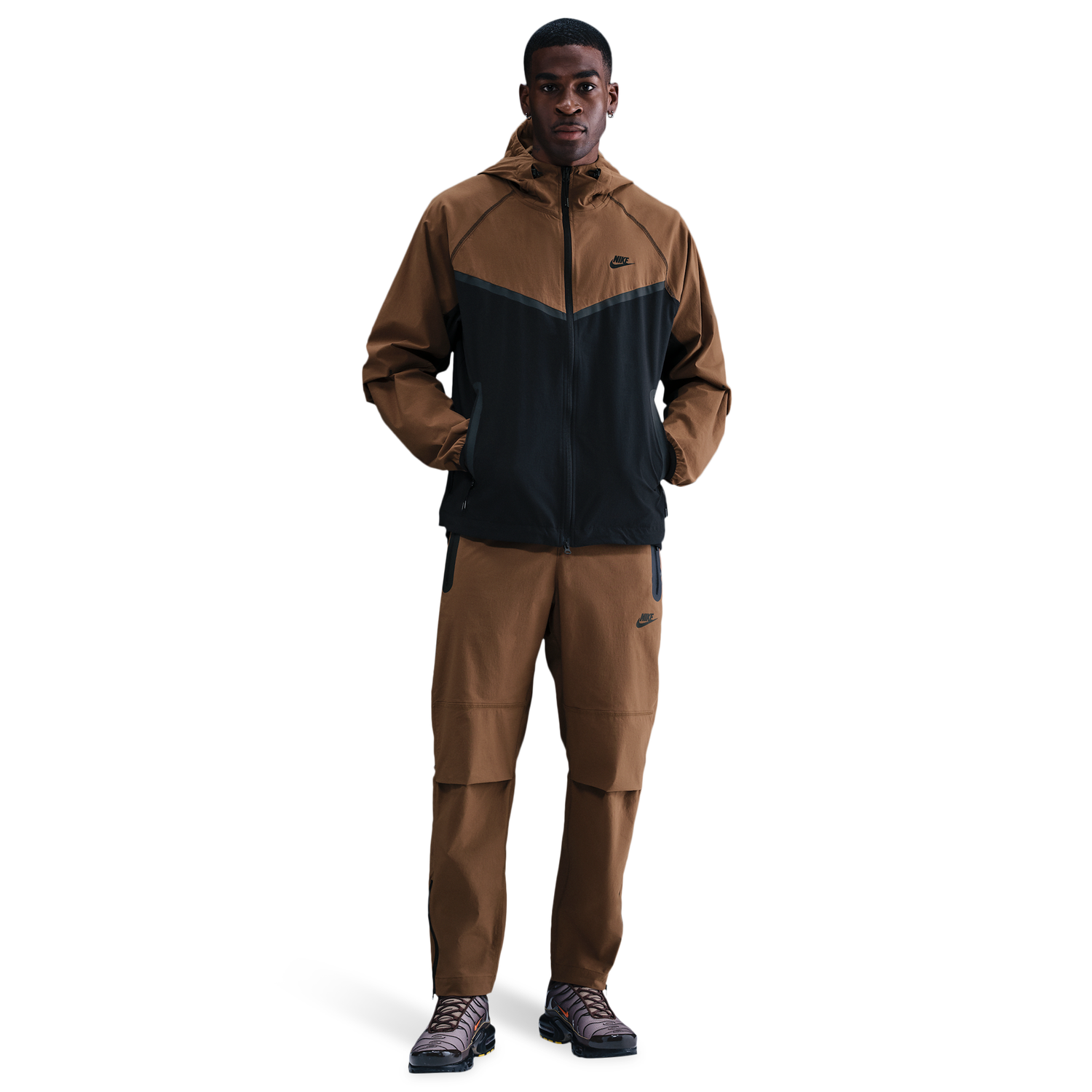 Nike Tech Woven WR Full-Zip Jacket - Men's - Black/Mosswood Brown/Black