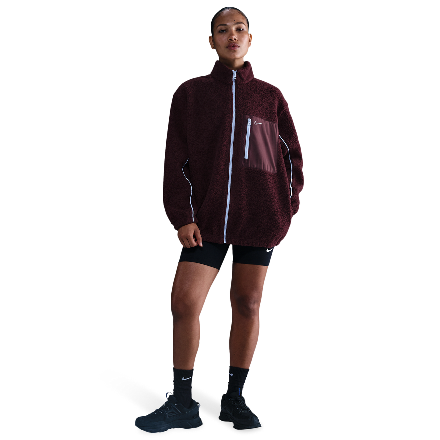Nike NSW Sherpa Logo Jacket - Women's - Burgundy Crush/Burgundy Crush
