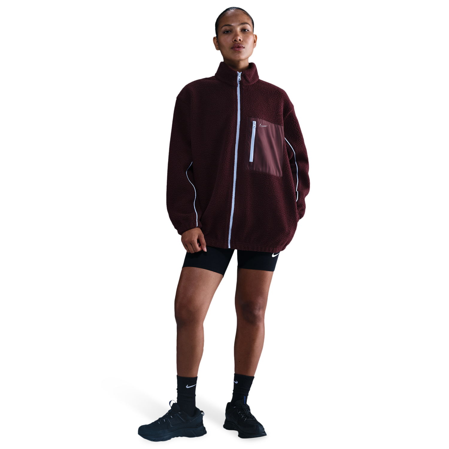 Nike NSW Sherpa Logo Jacket - Women's - Burgundy Crush/Burgundy Crush