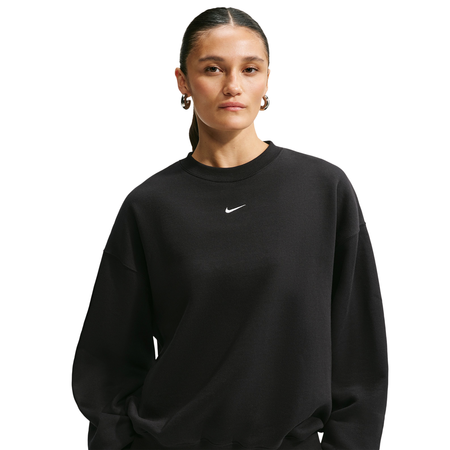 Nike Studio Fleece Oversized Crew - Women's - Black/Sail