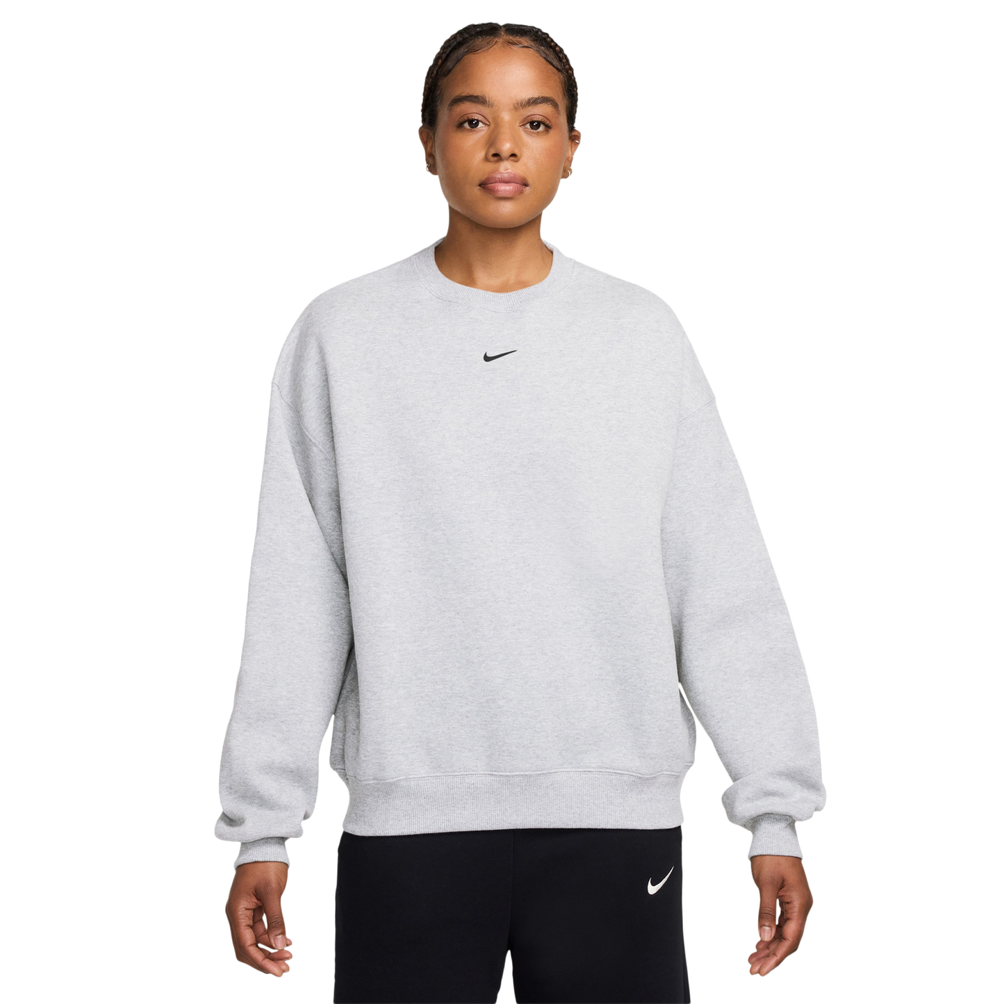 Nike Studio Fleece Oversized Crew - Women's - Black/Birch Heather