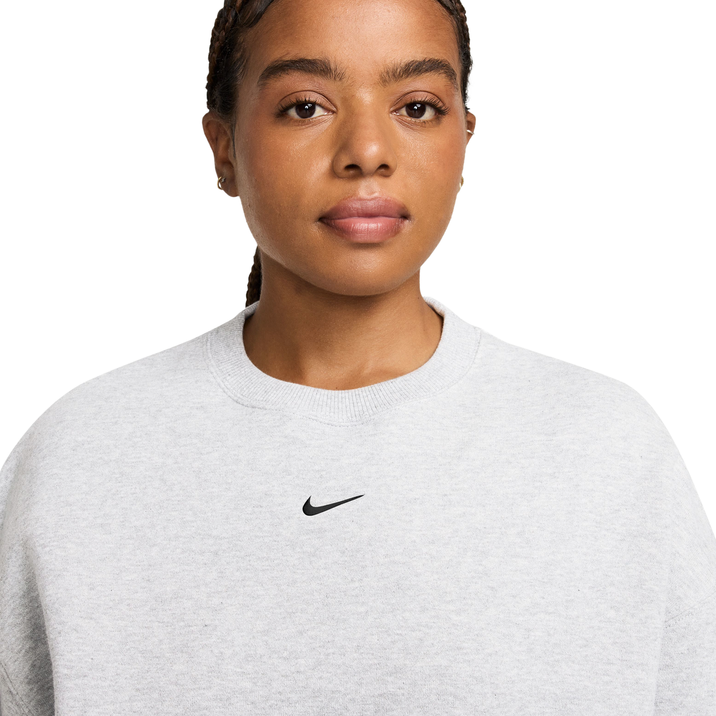 Nike Studio Fleece Oversized Crew - Women's - Black/Birch Heather