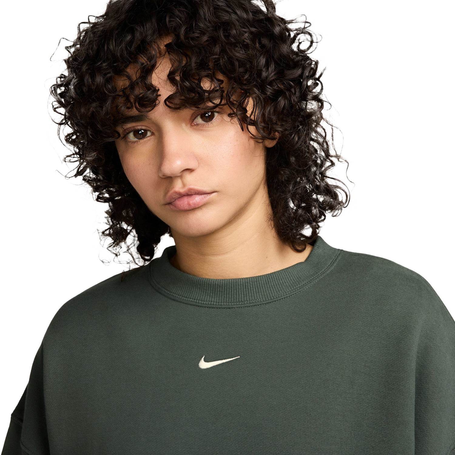 Nike Studio Oversized Fleece Crew - Women's - Green/White