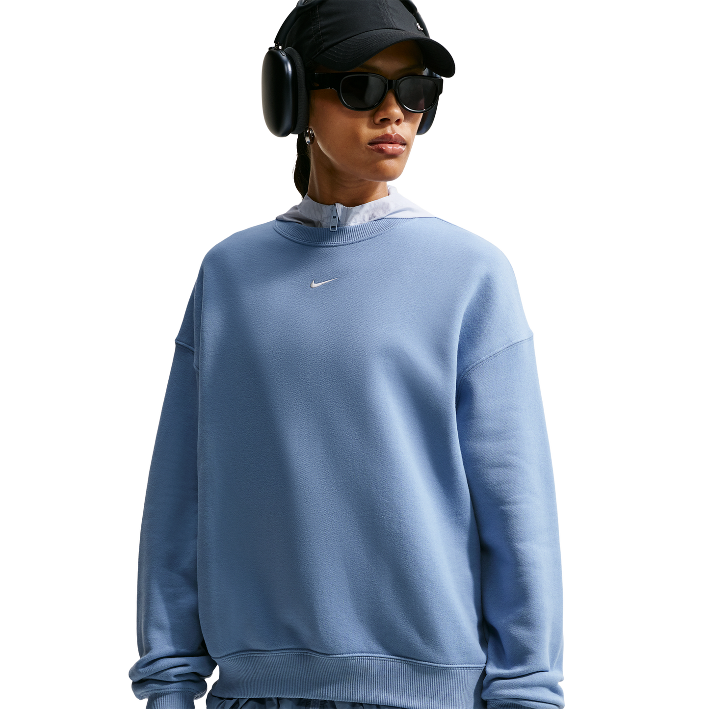 Nike Studio Fleece Oversized Crew - Women's - Work Blue/Sail